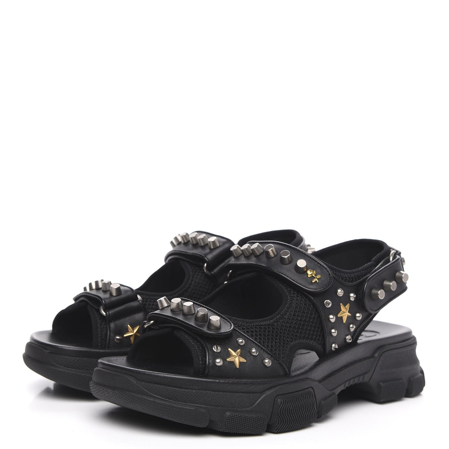 Nappa Mesh Studded Mens Aguru Sandals 8 Black