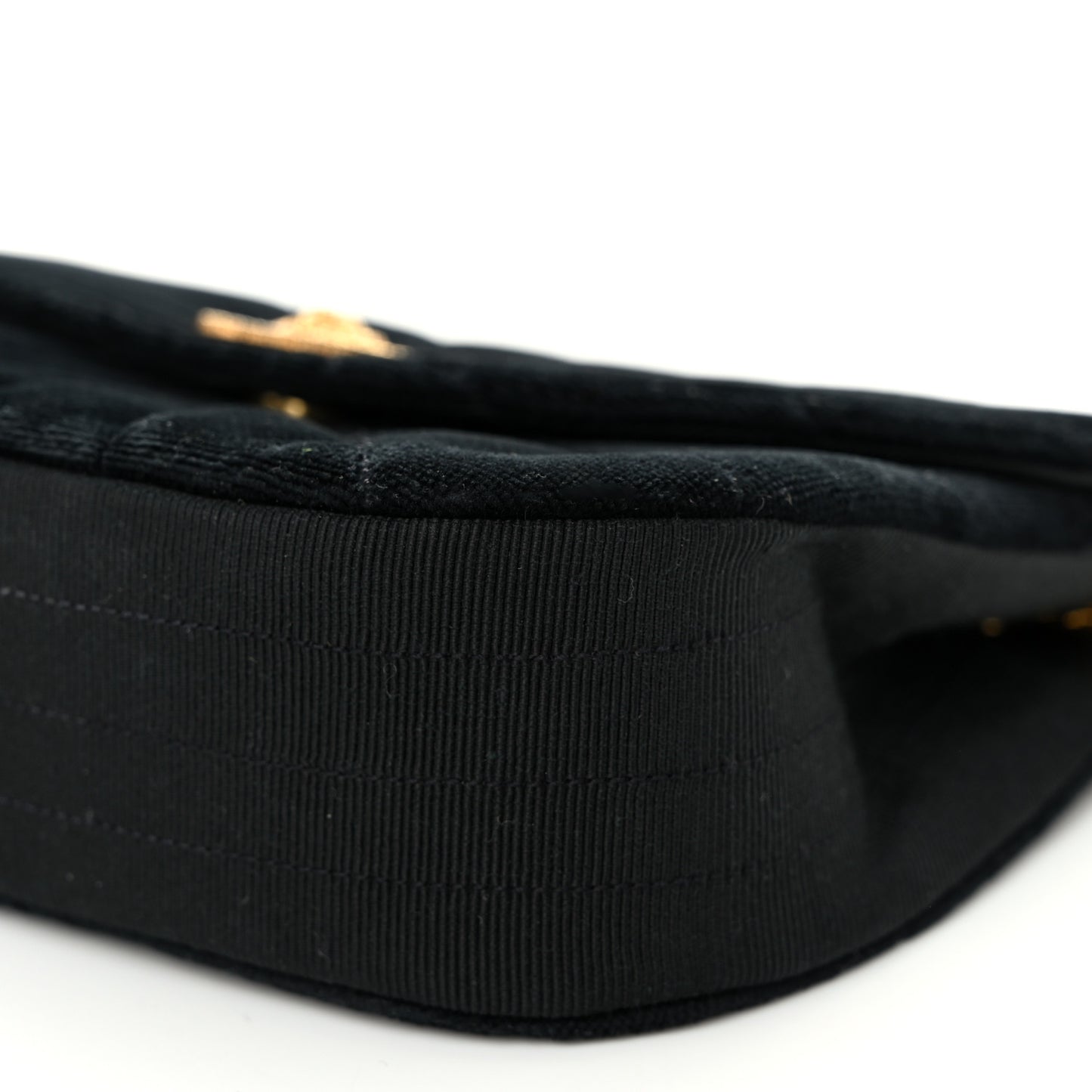 Velvet Quilted Lion Shoulder Bag Black