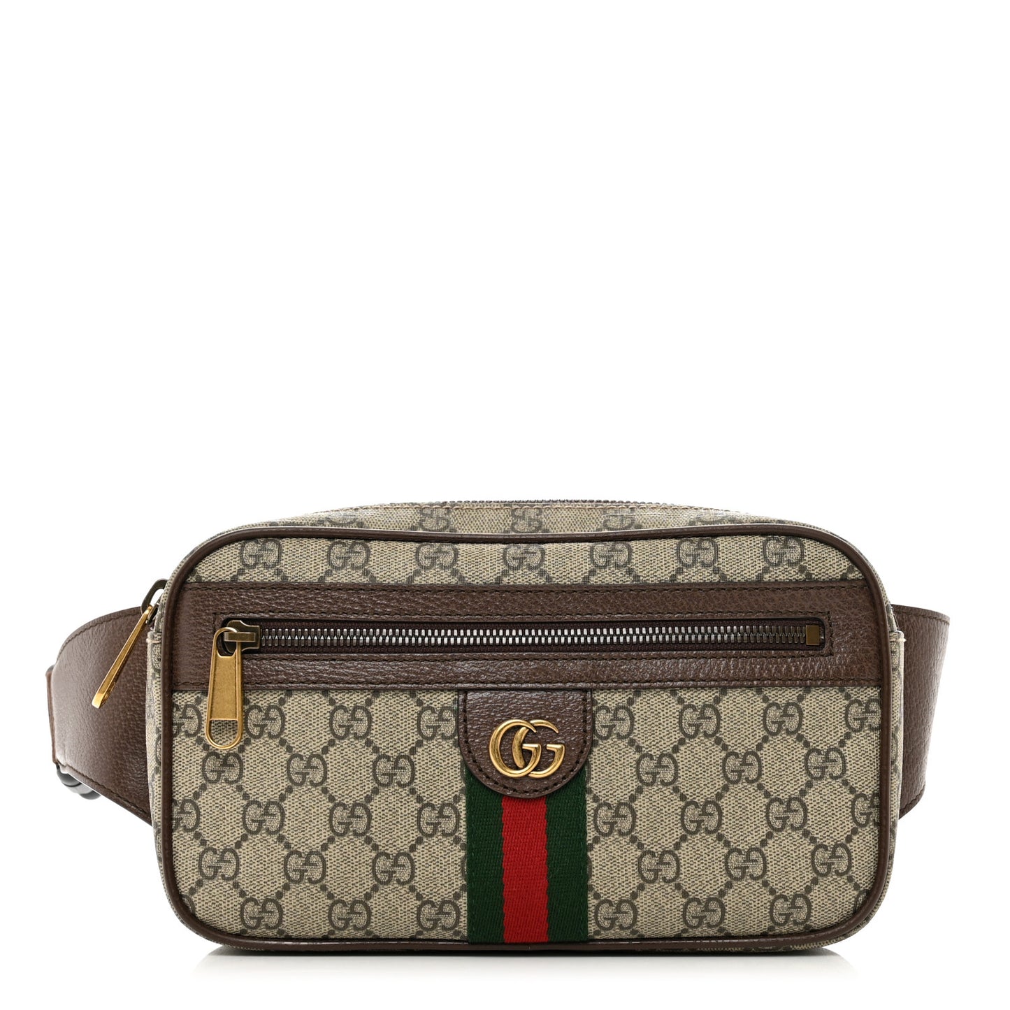 Soft GG Supreme Monogram Medium Ophidia Belt Bag Dark Brown