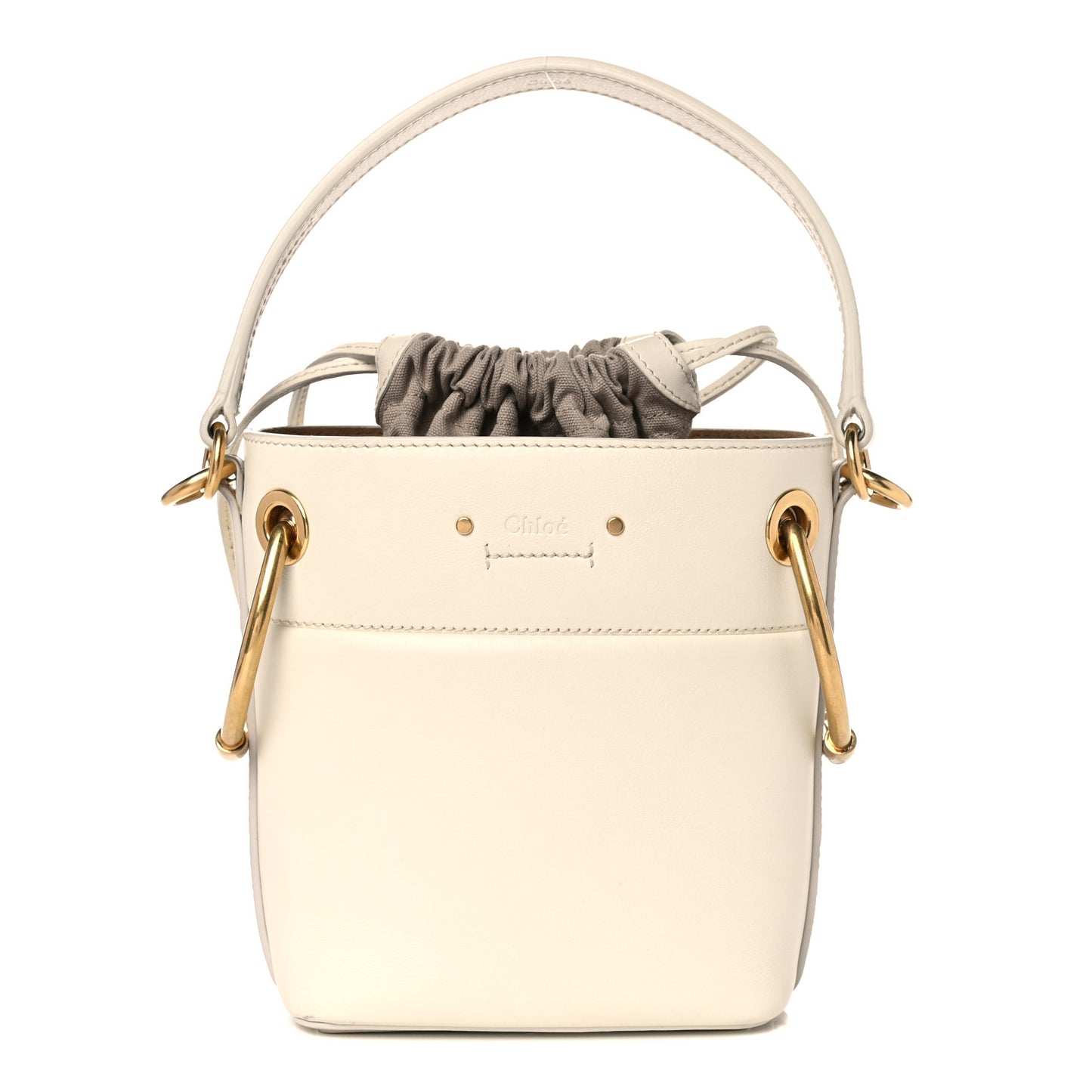 Smooth Calfskin Mini Roy Bucket Bag Natural White