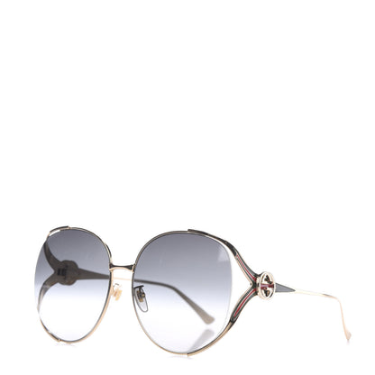 Gucci Metal Oversized Round Frame GG0225S Sunglasses Gold 1 of 7