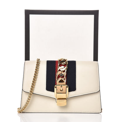 Gucci Calfskin Super Mini Sylvie Chain Shoulder Bag White 8 of 8