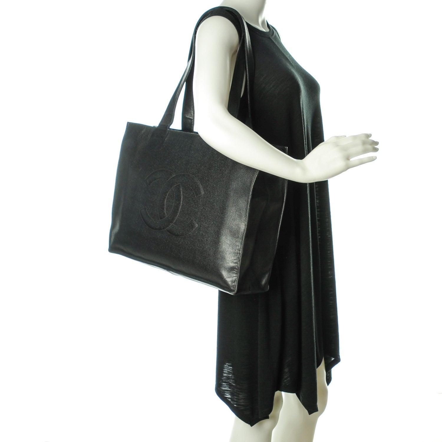Chanel Caviar Large CC Shoulder Bag Black 2 of 8