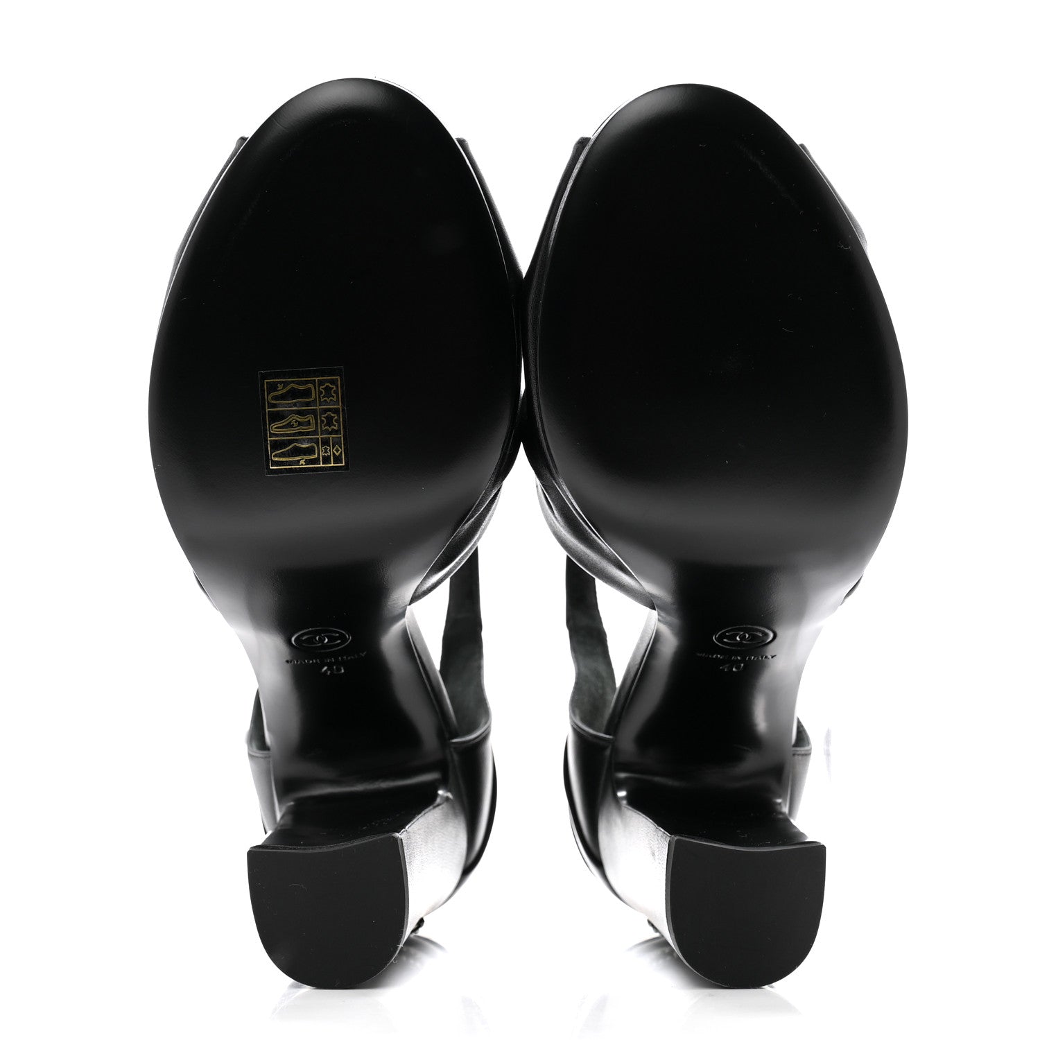 Chanel Lambskin Pearl CC Sandals 40 Black 5 of 9