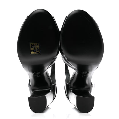 Chanel Lambskin Pearl CC Sandals 40 Black 5 of 9