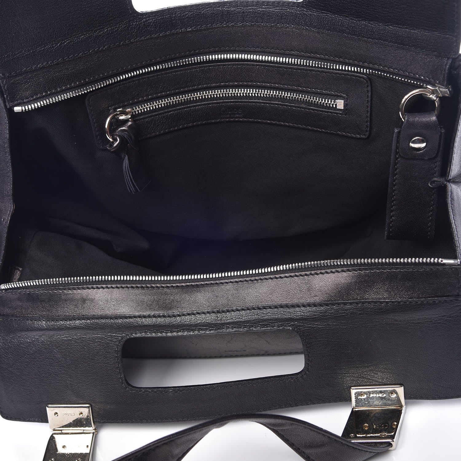 Chloe Calfskin Zipper Cutout Shoulder Bag Black 5 of 16