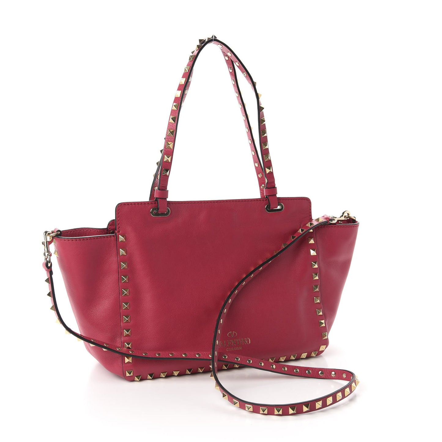 Vitello Small Rockstud Tote Fuchsia