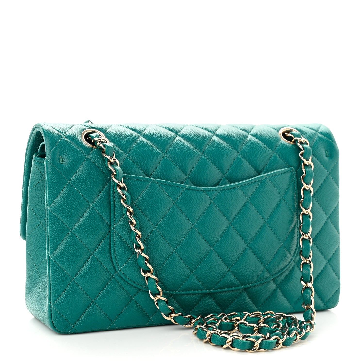 Chanel Caviar Quilted Medium Double Flap Green 3 of 10