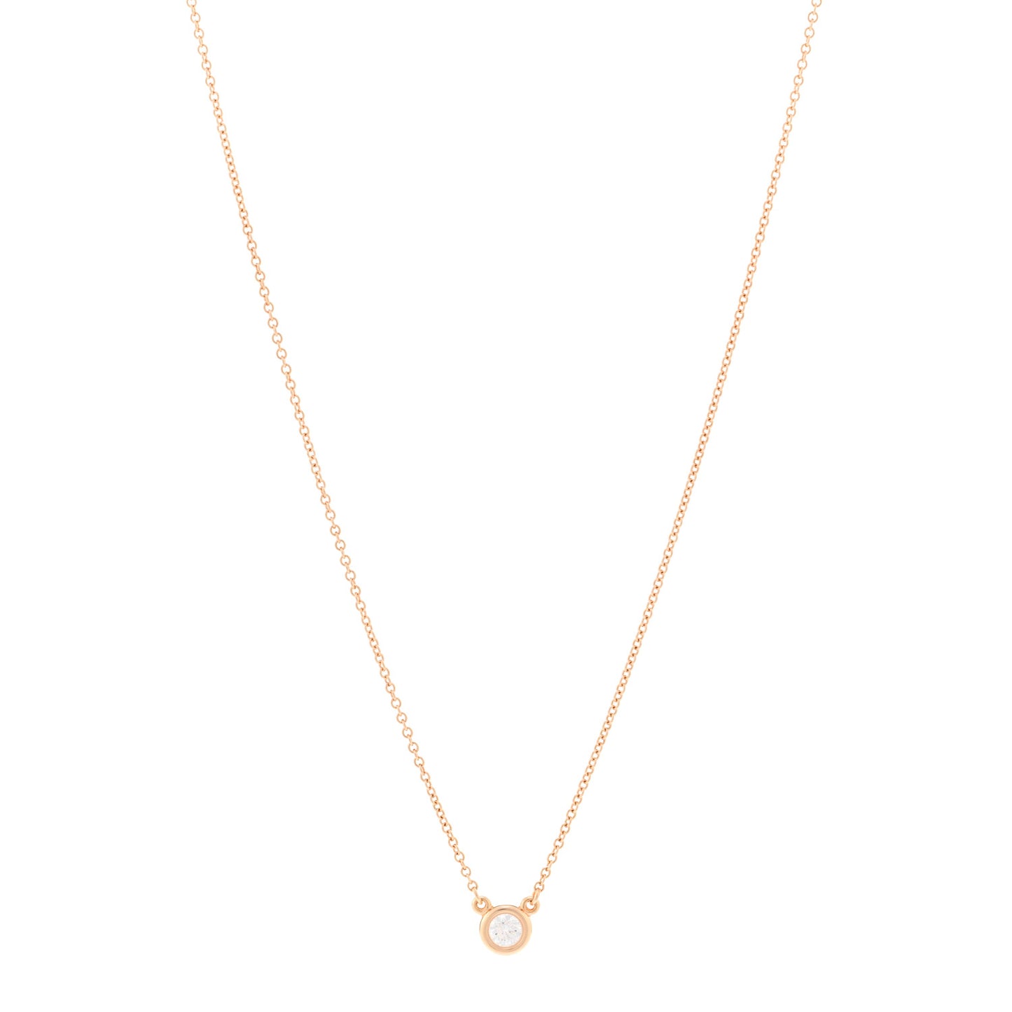 18K Rose Gold Diamond .17ct Elsa Peretti Diamonds by the Yard Pendant Necklace