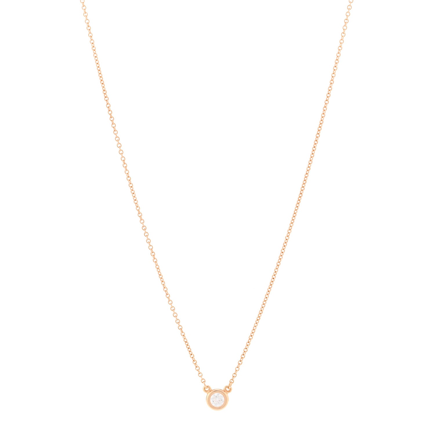 Tiffany 18K Rose Gold Diamond .17ct Elsa Peretti Diamonds by the Yard Pendant Necklace 1 of 5