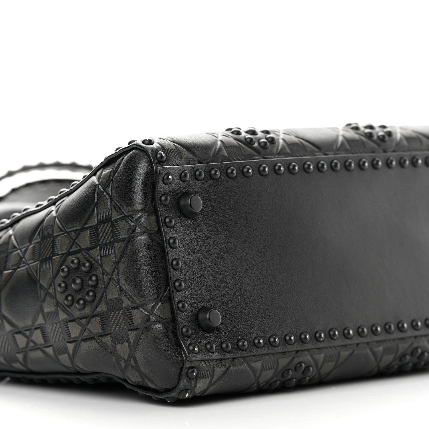 Christian Dior Calfskin Cannage Embossed Studded Medium Supple Lady Dior Black 9 of 16