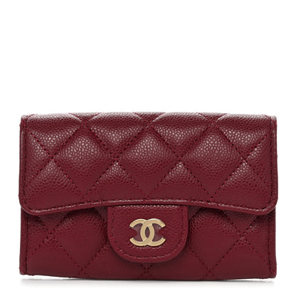 Chanel Caviar Quilted Flap Card Holder Wallet Burgundy 1 of 9