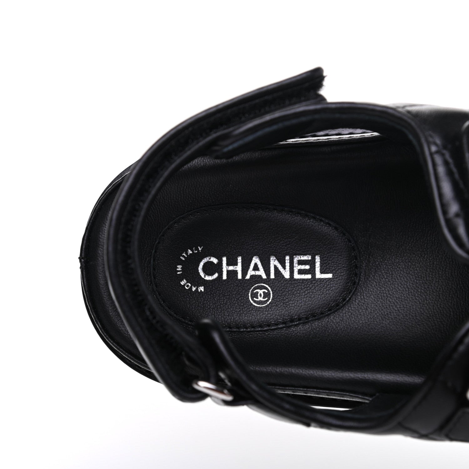 Chanel Lambskin Velcro Dad Sandals 37.5 Black 7 of 9