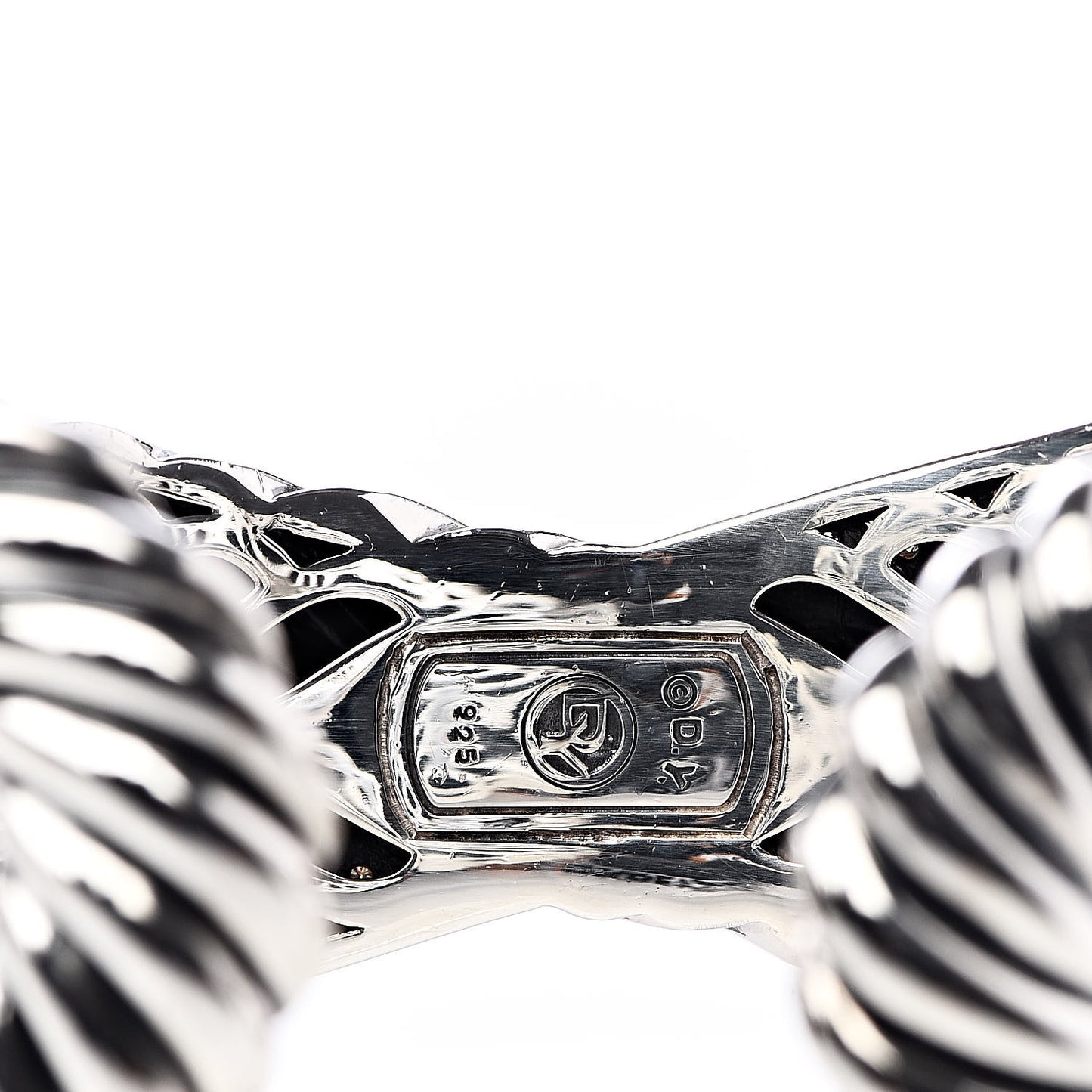 Sterling Silver Pave Diamonds Crossover Cuff