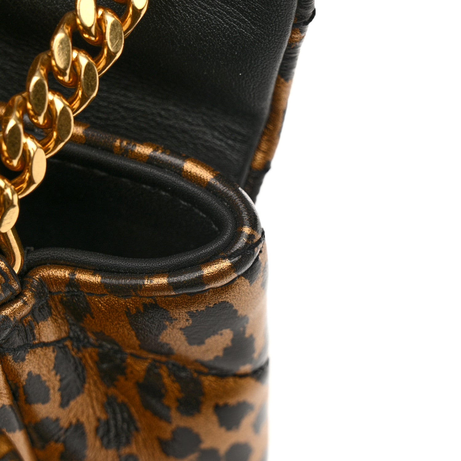 Saint Laurent Calfskin Y Quilted Monogram Small Loulou Chain Satchel Leopard 14 of 14