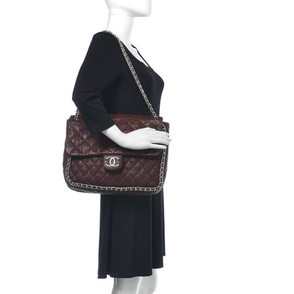 Chanel Crumpled Lambskin Quilted Maxi Chain Around Flap Dark Brown 2 of 10
