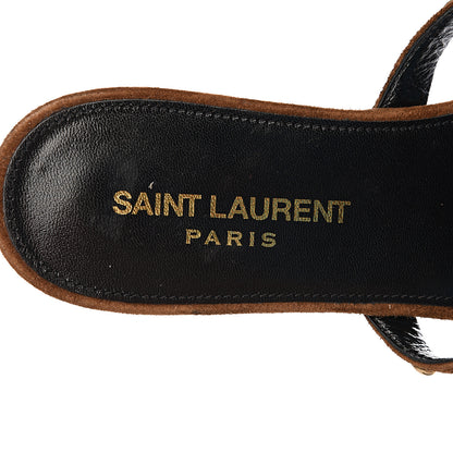 Saint Laurent Suede Embellished Kiki Sandals 37.5 Brown 6 of 9