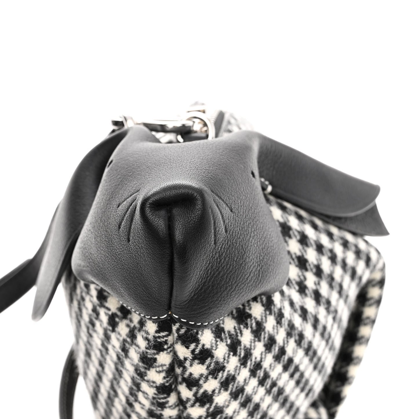 Tweed Mini Bunny Crossbody Bag Black White