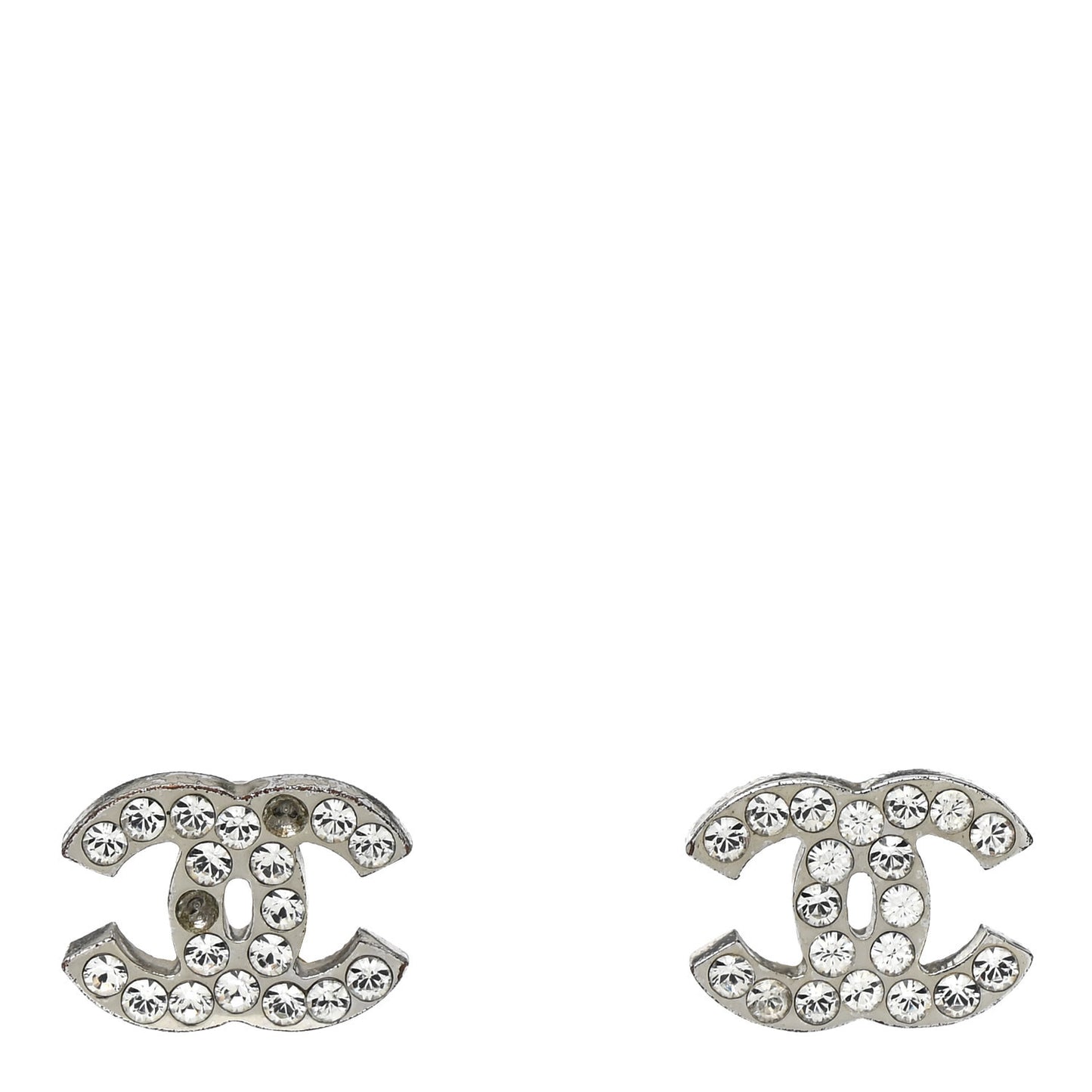 Crystal CC Clip on Earrings Silver