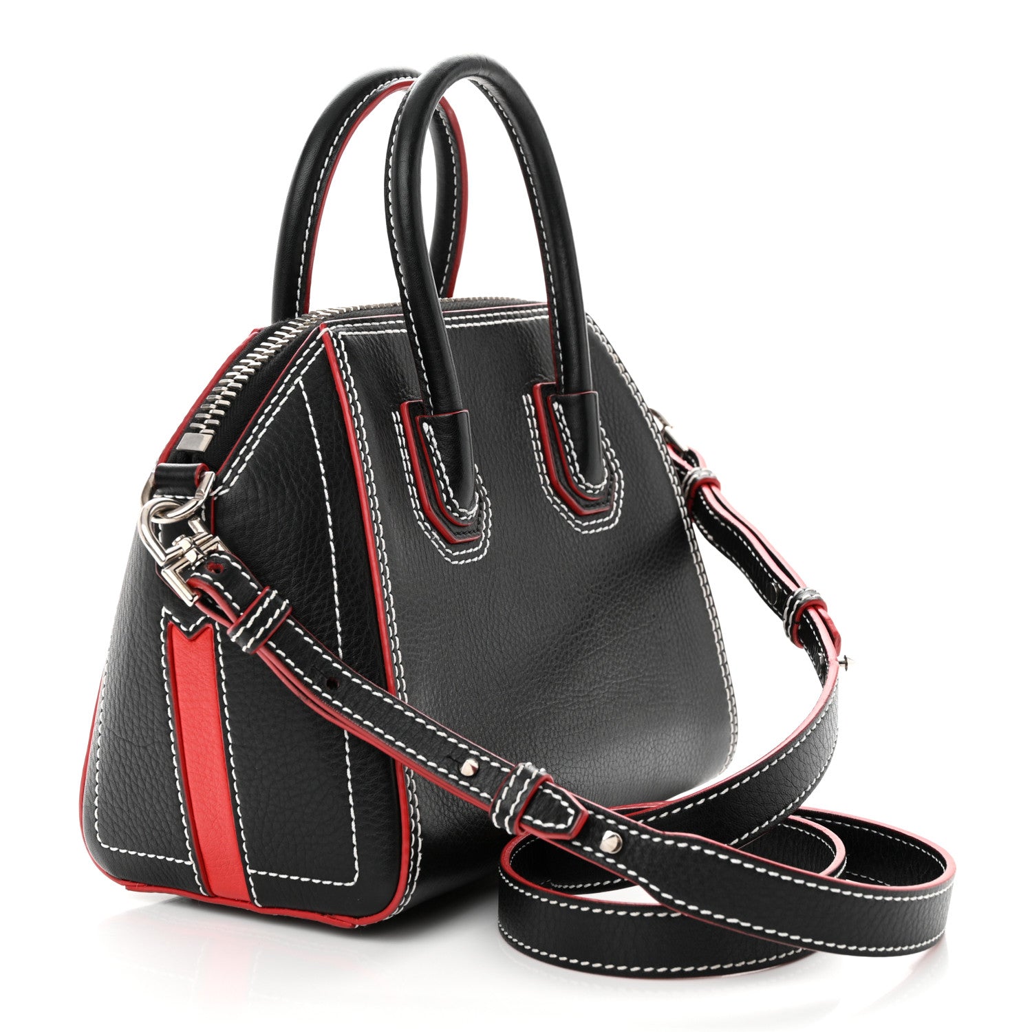 Givenchy Calfskin Bi-Color Topstitch Mini Antigona Black Red 3 of 12