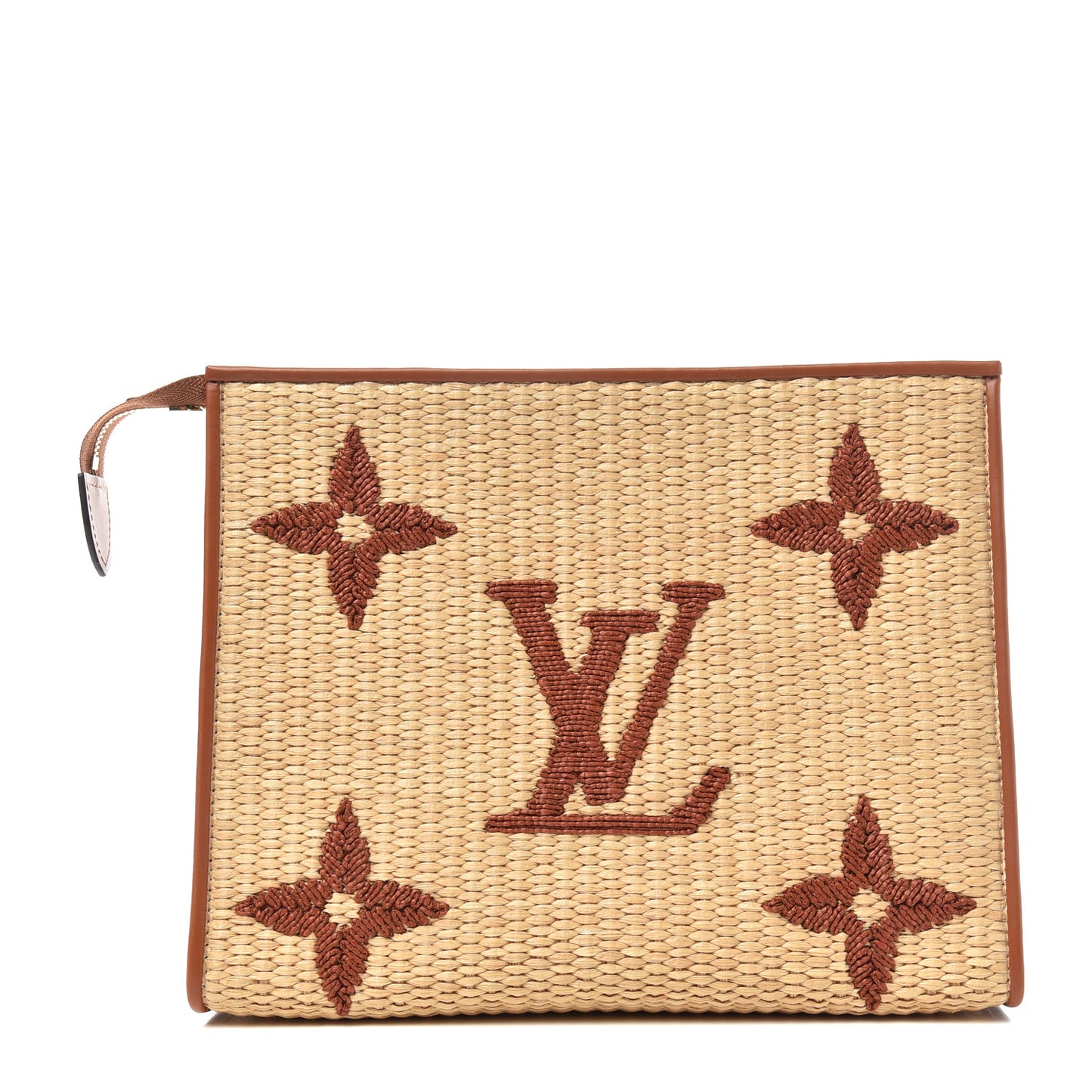 Raffia Monogram Giant Toiletry Pouch 26 Tan