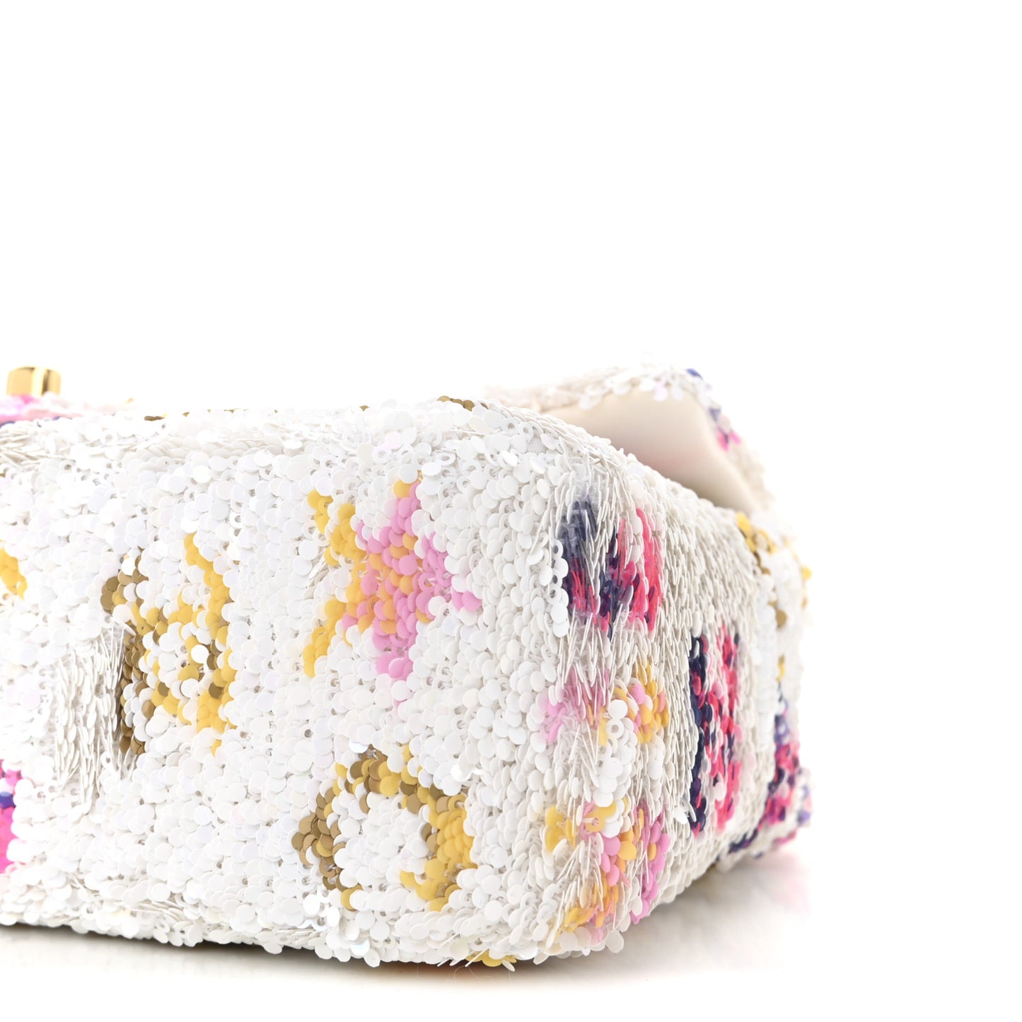 Sequin Logo CC Small Single Flap White Multicolor