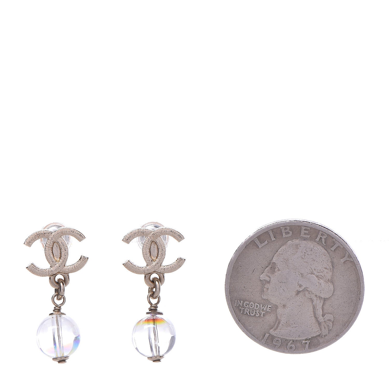 Chanel Bead CC Drop Earrings Light Gold 2 of 5