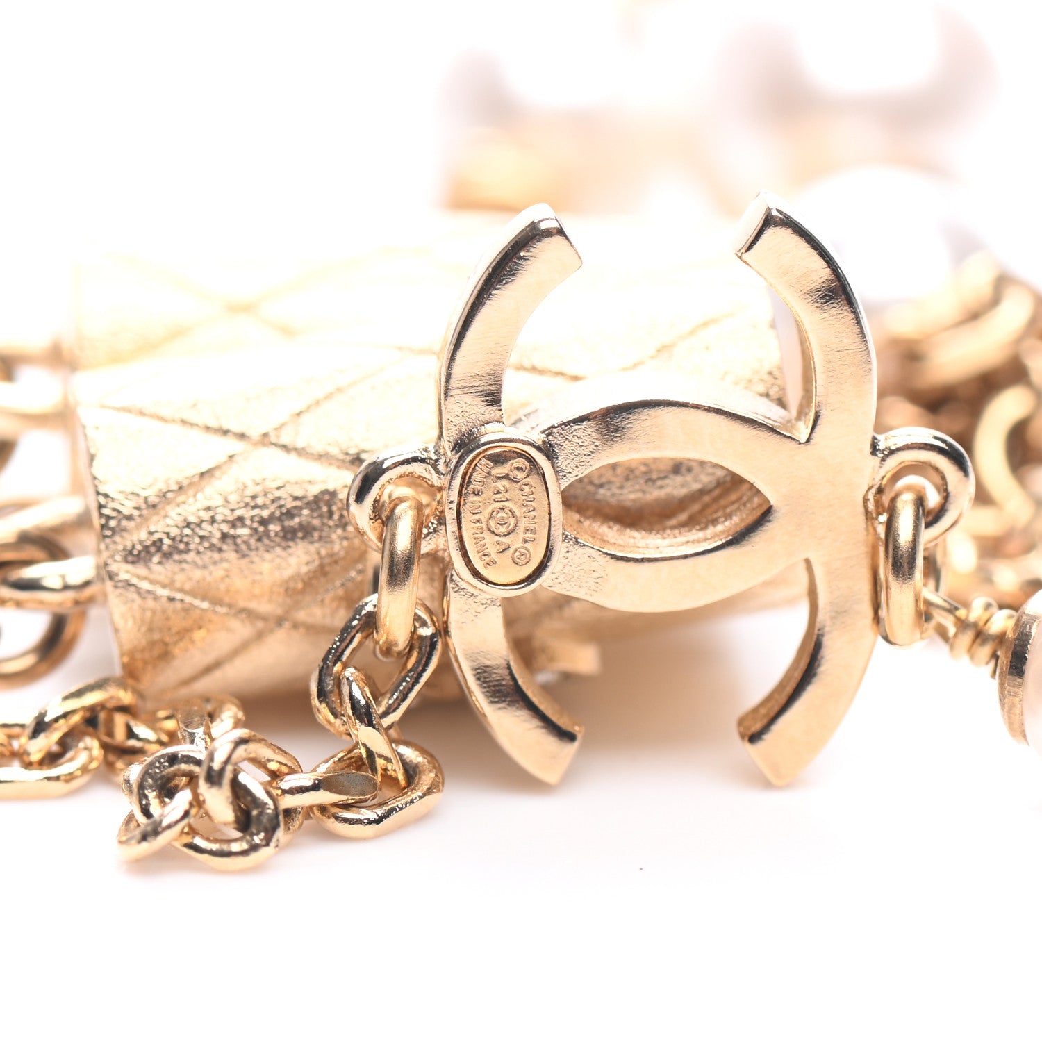 Chanel Crystal Pearl Airpod Necklace Gold 5 of 6