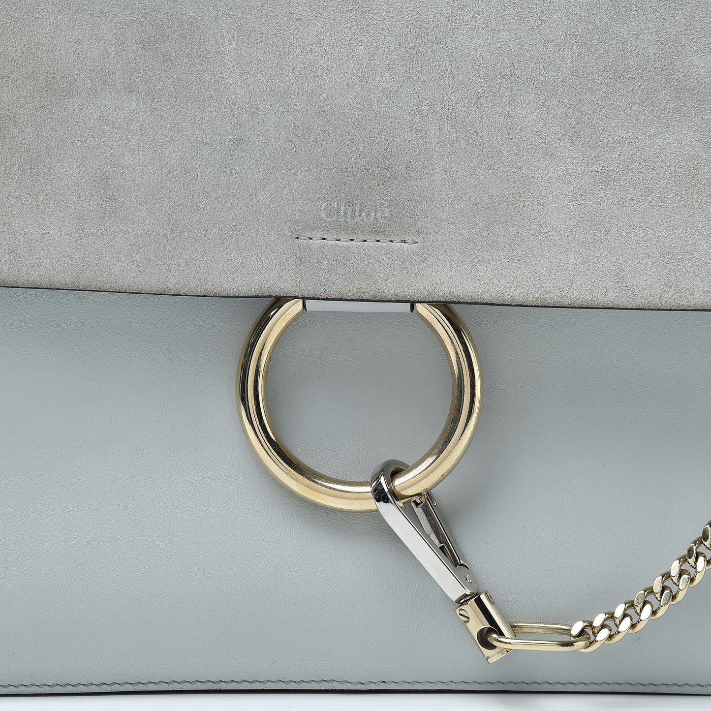 Calfskin Suede Medium Faye Shoulder Bag Airy Grey