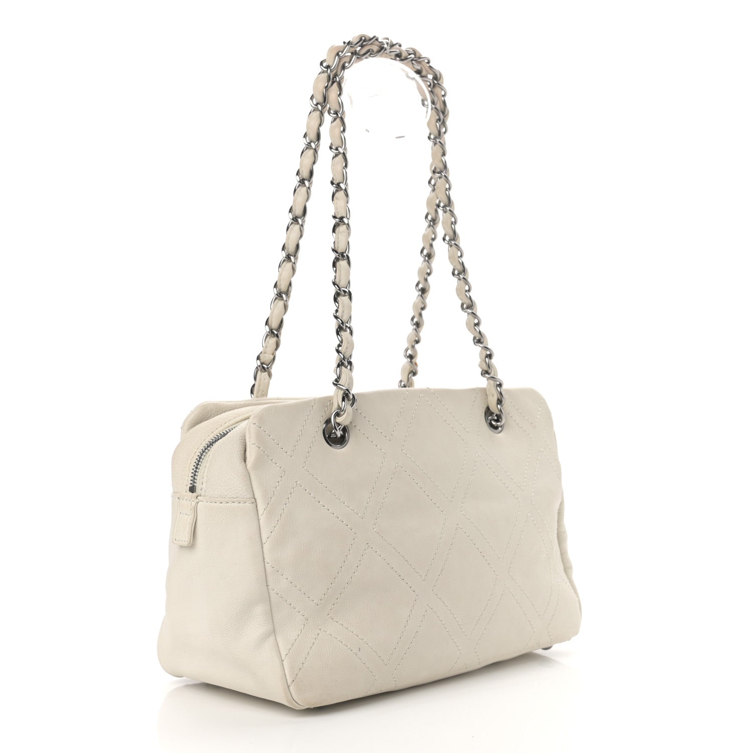 Chanel Calfskin Small Diamond Stitch Tote White 2 of 12