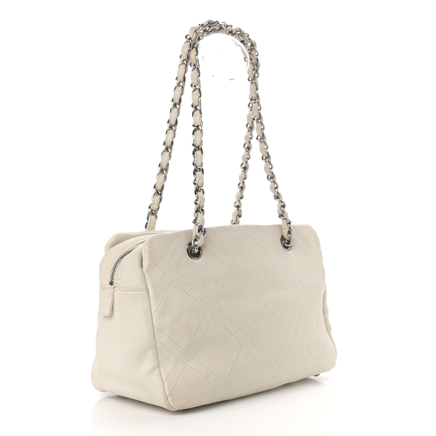 Calfskin Small Diamond Stitch Tote White