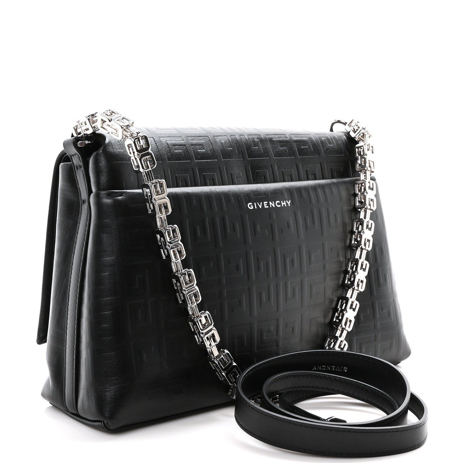 Givenchy Soft Calfskin 4G Embossed Medium Shoulder Bag Black 3 of 9