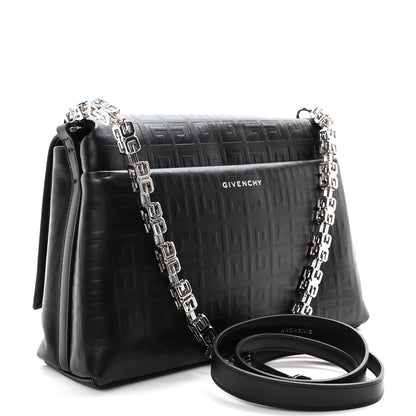 Givenchy Soft Calfskin 4G Embossed Medium Shoulder Bag Black 3 of 9