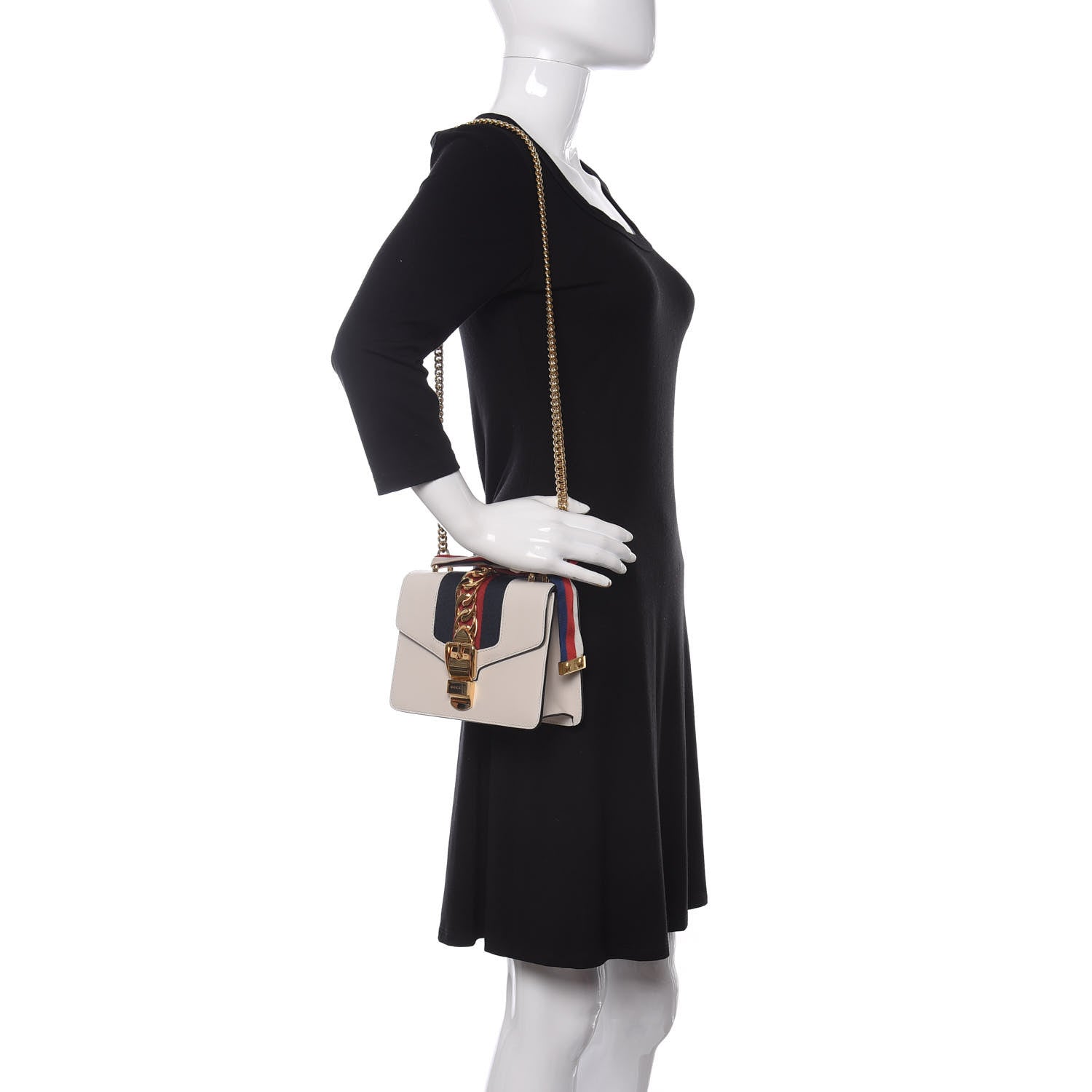 Gucci Calfskin Mini Sylvie Chain Shoulder Bag White 2 of 11