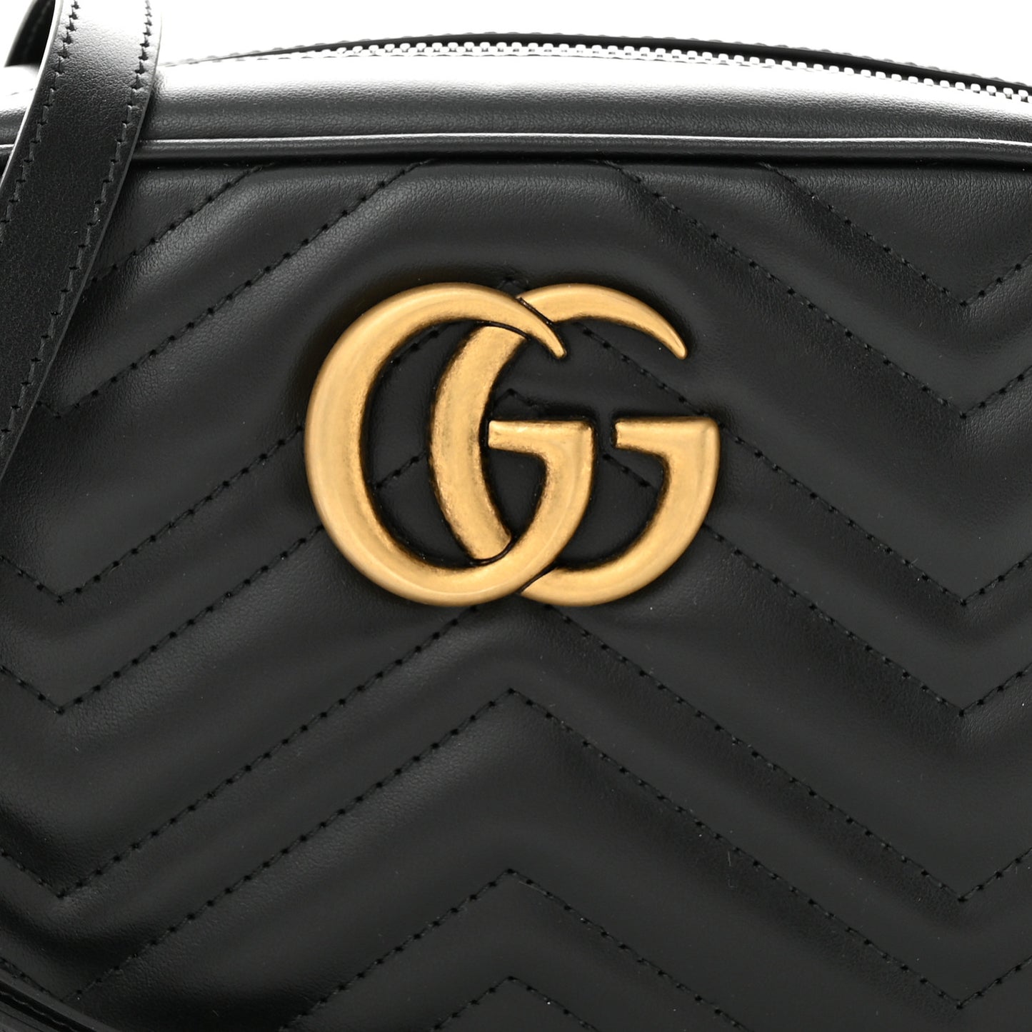 Calfskin Matelasse Small GG Marmont Chain Shoulder Bag Black