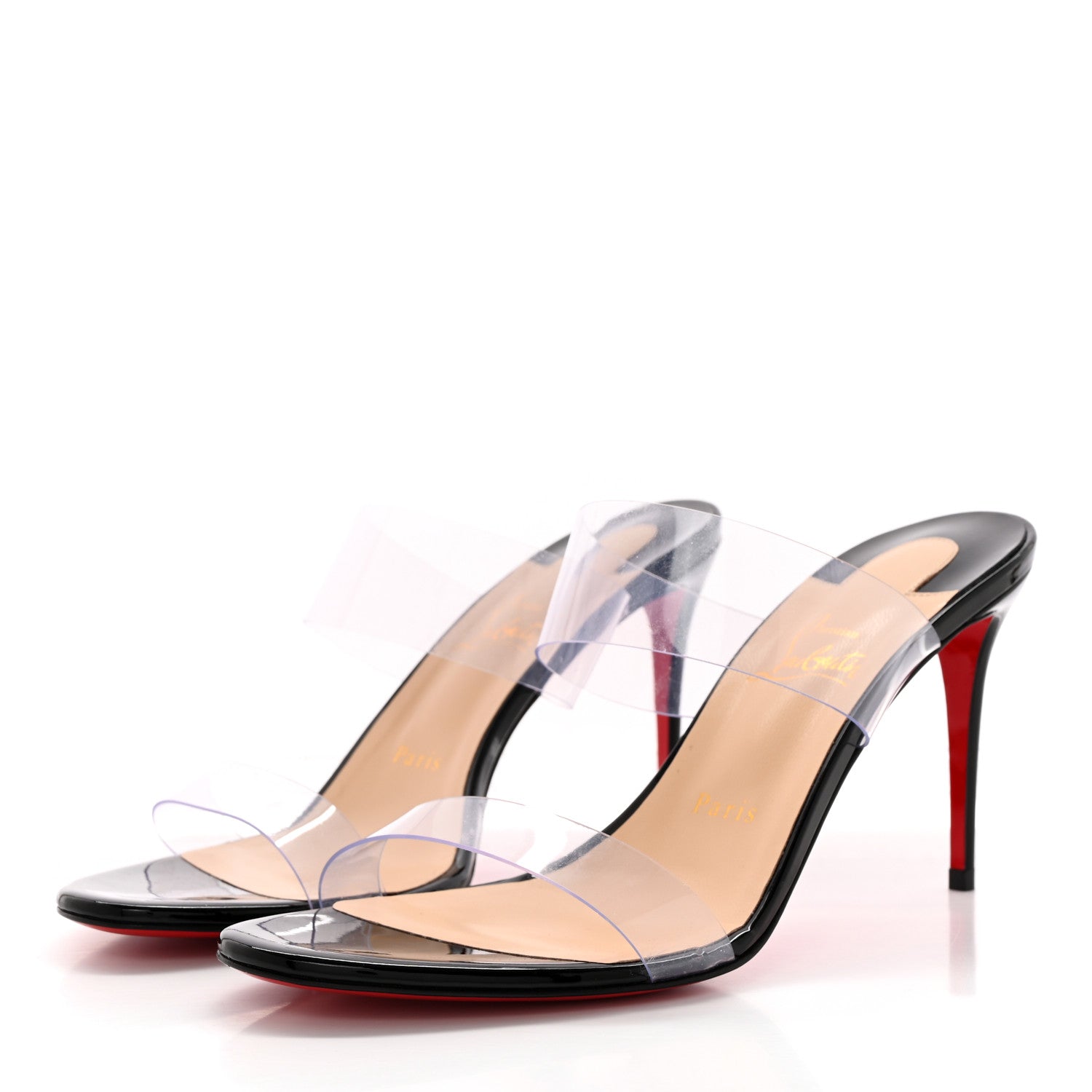 Christian Louboutin Patent PVC Just Nothing 85 Slide Sandals 41 Black 3 of 10