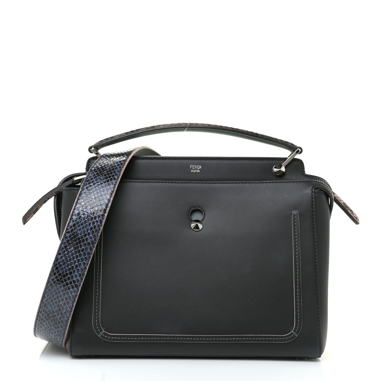 Fendi Vitello Baltico Dolce Elaphe DotCom Satchel Grey 1 of 13