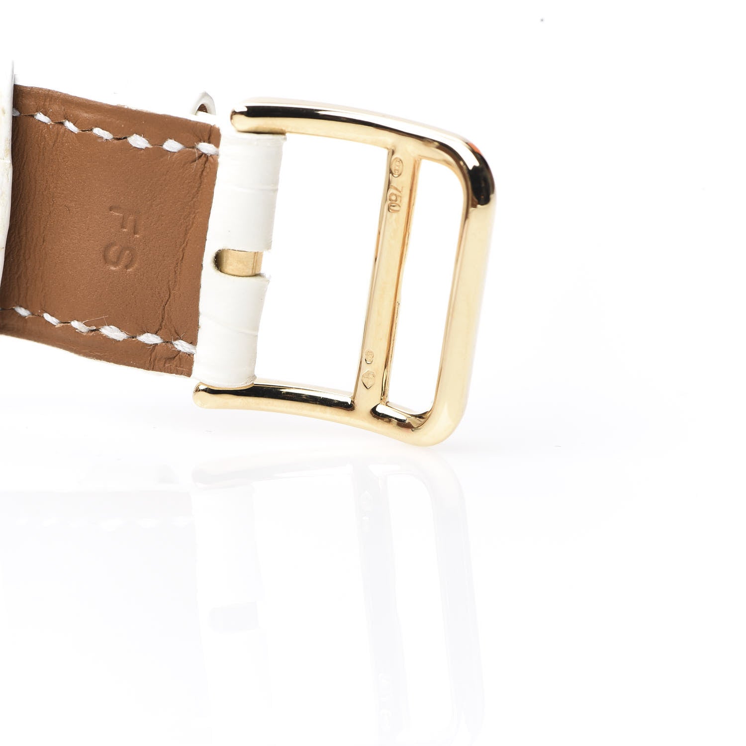 Hermes 18K Yellow Gold Alligator Diamond Bezel Mother of Pearl 29mm Cape Cod Quartz Watch Blanc 9 of 10