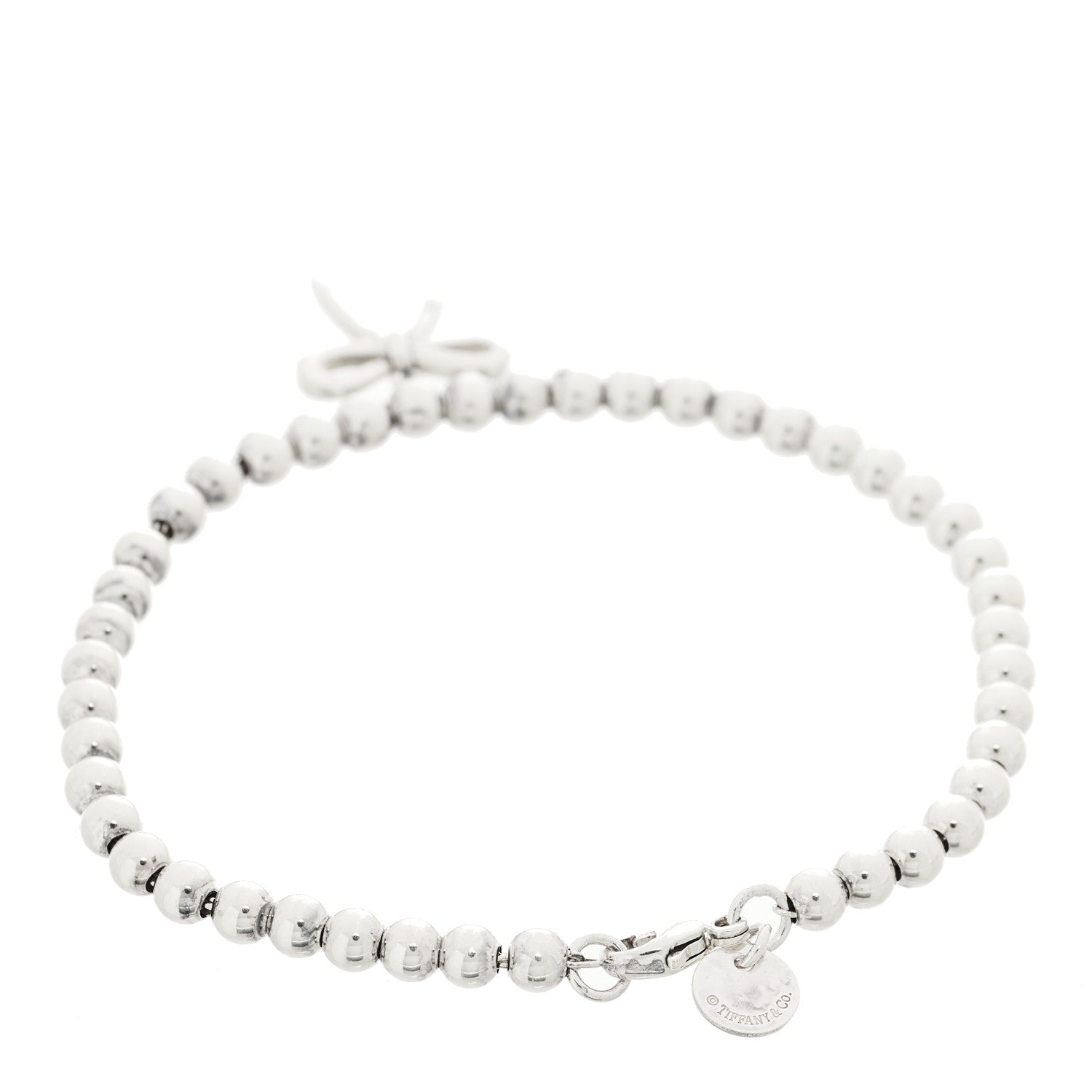 Tiffany Sterling Silver 4mm Bow Bead Bracelet 3 of 4
