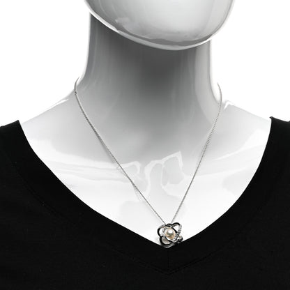 Mikimoto 18K White Gold Diamond Akoya Pearl 7mm Flower Pendant Necklace 2 of 4