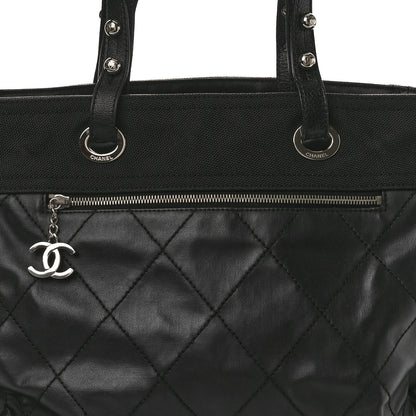 Chanel Coated Canvas Quilted Large Paris Biarritz Tote Black 8 of 16