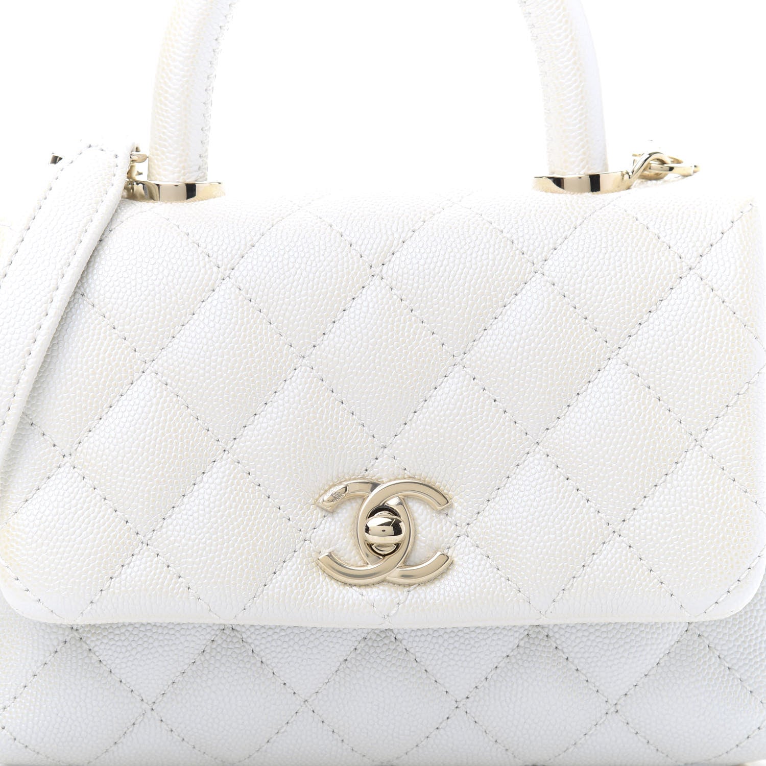 Chanel Iridescent Caviar Quilted Extra Mini Coco Handle Flap Ivory 11 of 11