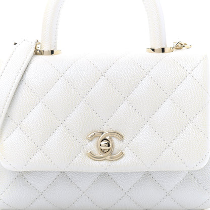 Chanel Iridescent Caviar Quilted Extra Mini Coco Handle Flap Ivory 11 of 11
