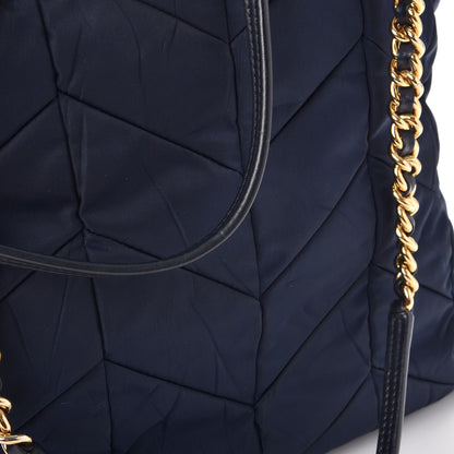 Prada Tessuto Nylon Chevron Quilted Tote Navy 10 of 13