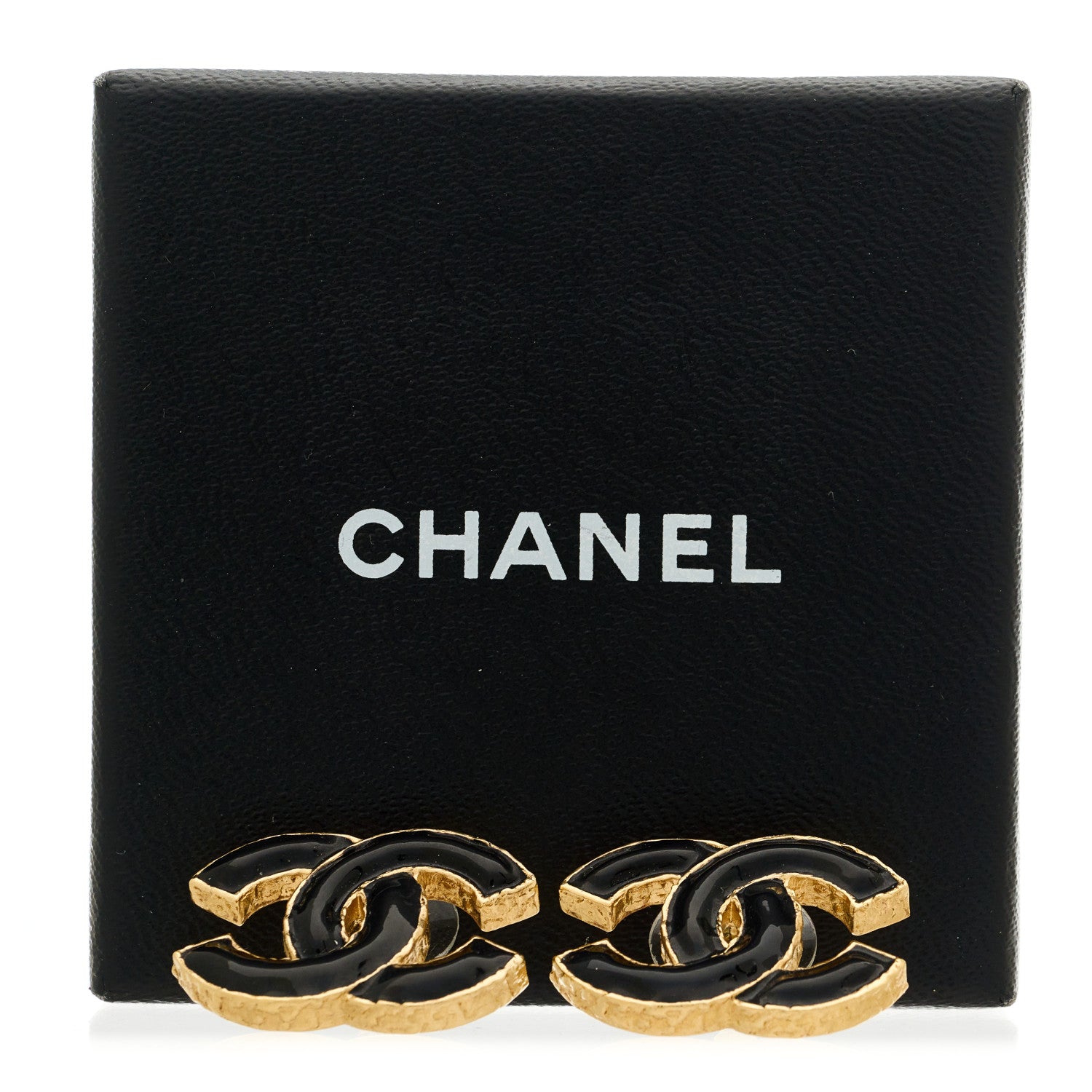 Chanel Metal Enamel CC Earrings Black Gold 5 of 5