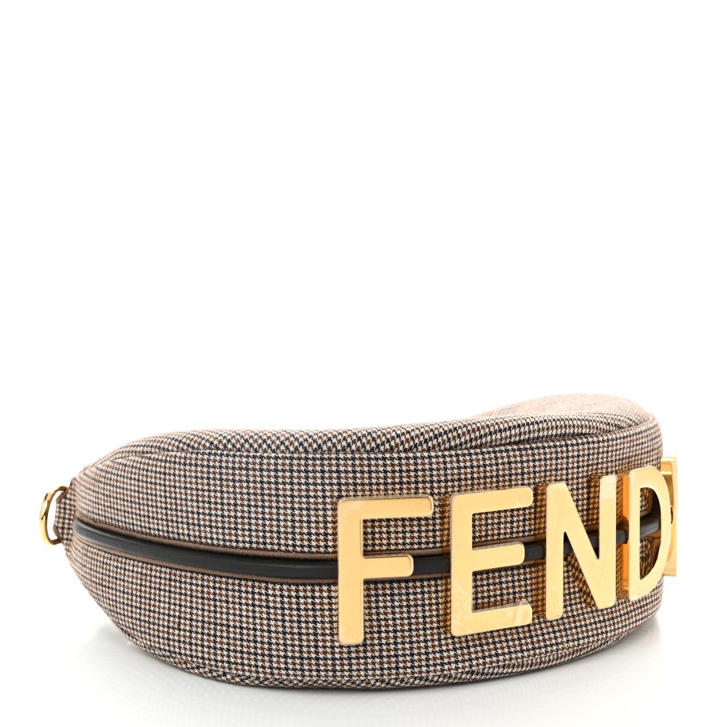 Fendi Wool Vitello Grace Small Houndstooth Small Fendigraphy Hobo Bag Beige Ebano 4 of 10