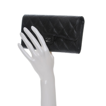 Chanel Caviar Quilted Large Gusset Flap Wallet Black 2 of 9