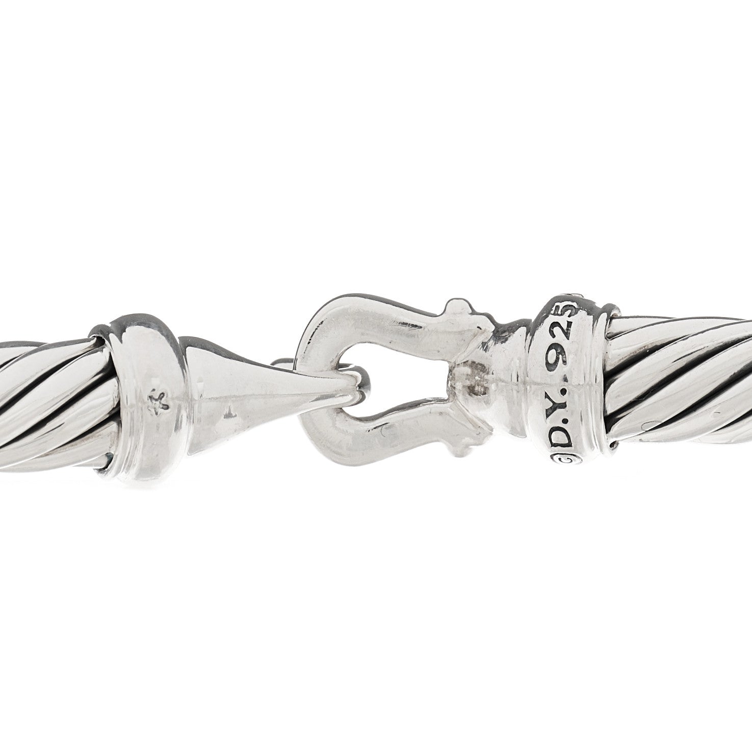 David Yurman Sterling Silver Diamond 5mm Cable Buckle Bracelet 3 of 3