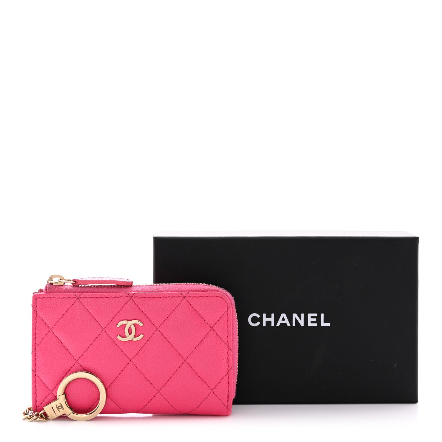 Chanel Caviar Quilted Zipped Key Holder Case Pink 12 of 12