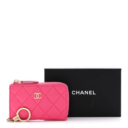 Chanel Caviar Quilted Zipped Key Holder Case Pink 12 of 12